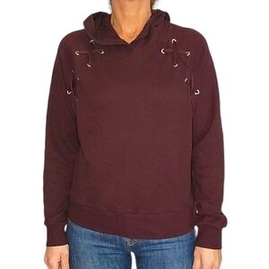 Victoria's Sport Lace Up Sleeve Pullover Hoodie Medium Deep Purple